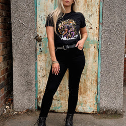 Brogan wearing our Motorcycle Resistant Women's Skinny Jean - Black
