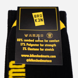 "BROK3N" Socks Yellow & Black reverse