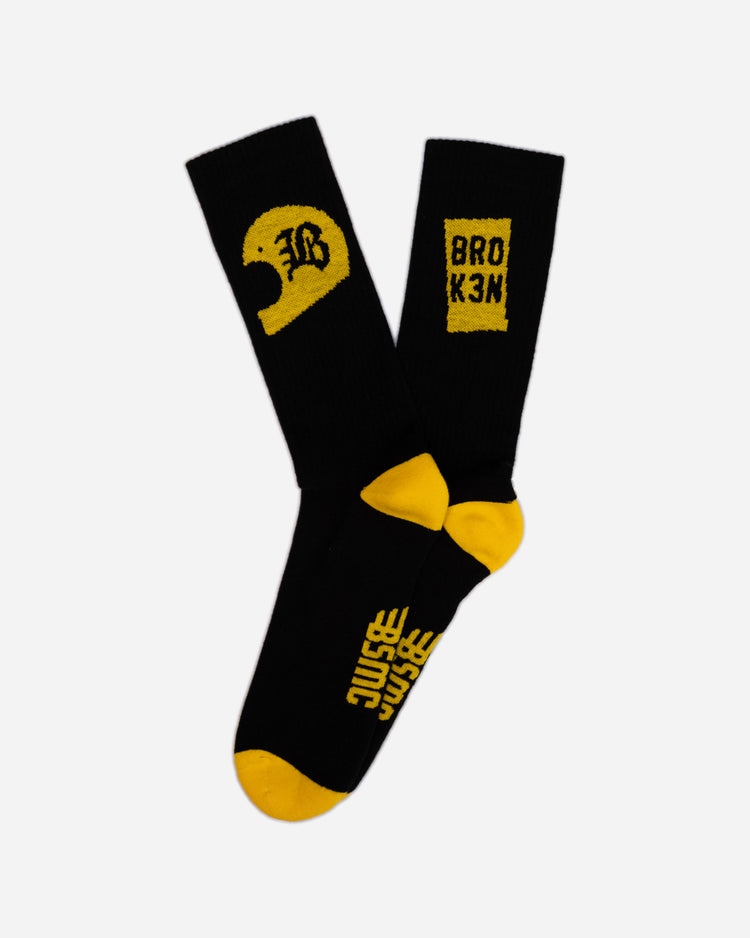 "BROK3N" Socks Yellow and black Open