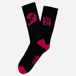"FKU 4LL" pink and black socks
