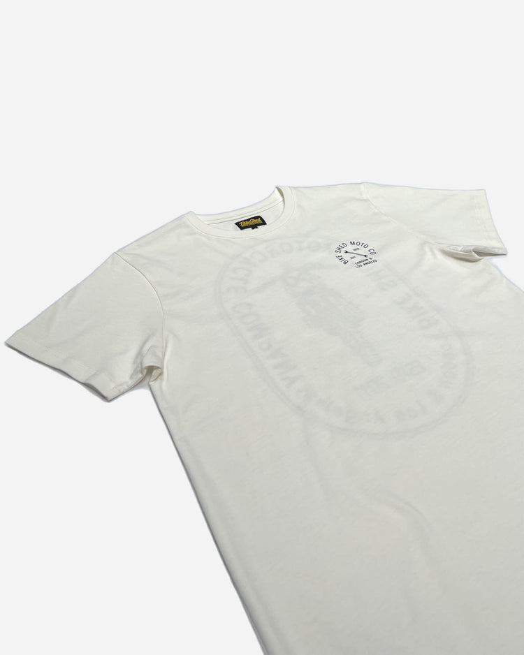 BSMC Motorcycle Graphic T Shirt - White, side on close up