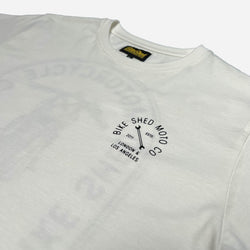 BSMC Motorcycle Graphic T Shirt - White, logo close up