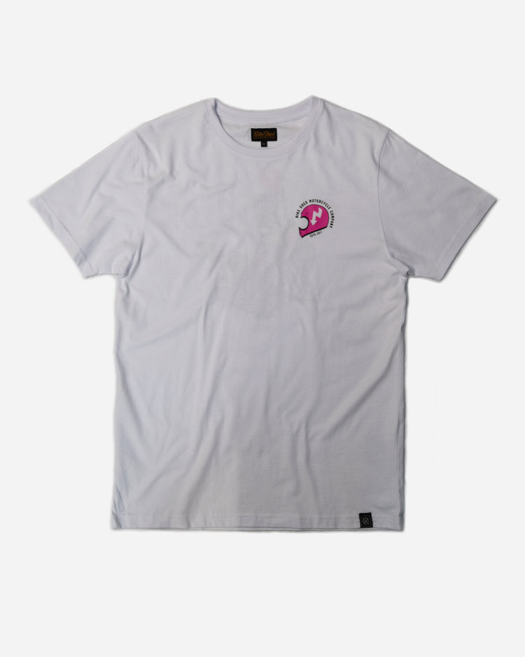 motorcycle white graphic t-shirt front