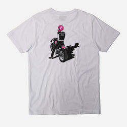 motorcycle white graphic t-shirt back