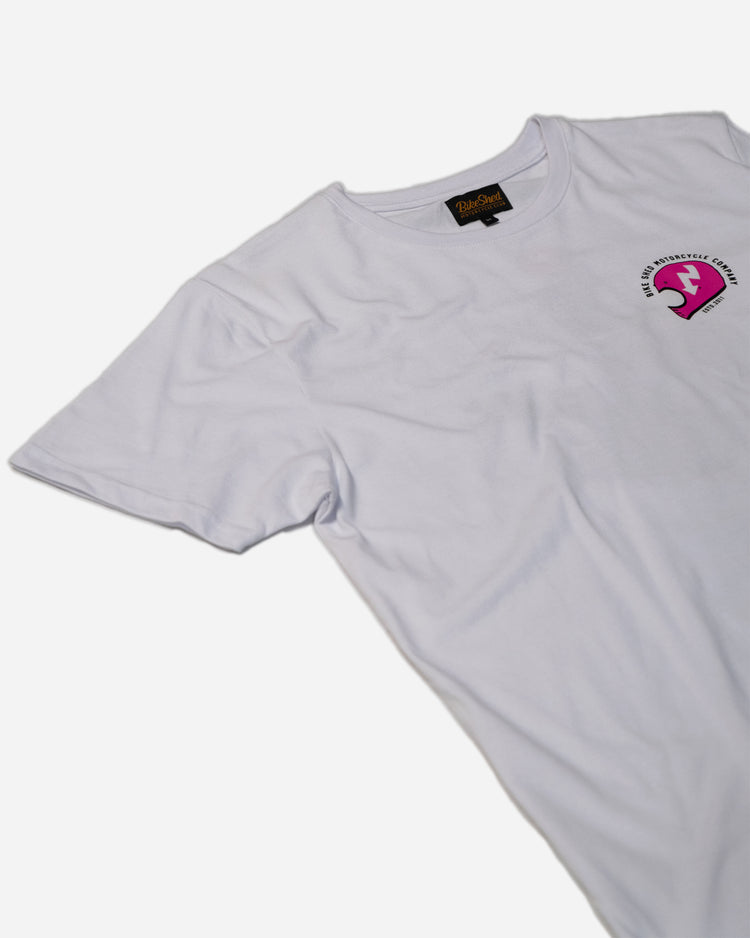 motorcycle white graphic t-shirt front