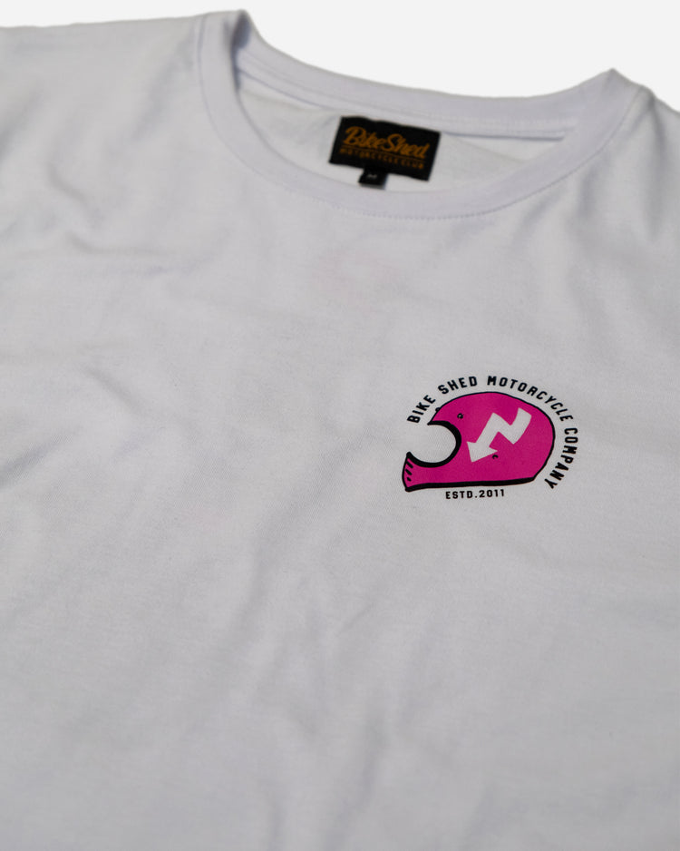 motorcycle white graphic t-shirt front