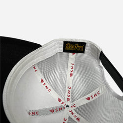 Bike Shed Logo Patch Baseball Hat  - Black/White, inside