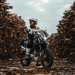 Gorm Moto wearing our Motorcycle Wing Race Jersey - Gold