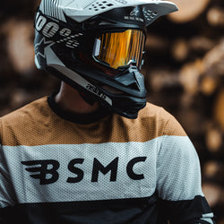 Gorm Moto wearing our BSMC Wing Race Jersey - Gold