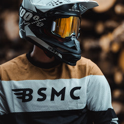 Gorm Moto wearing our Motorcycle Wing Race Jersey - Gold
