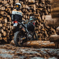 Gorm Moto wearing our Motorcycle Wing Race Jersey - Gold