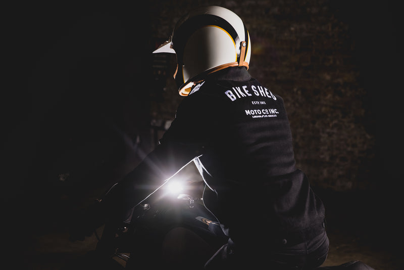 Motorcycle Rider in Bike Shed Jacket