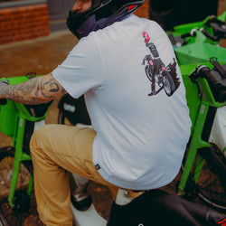 motorcycle white graphic t-shirt back