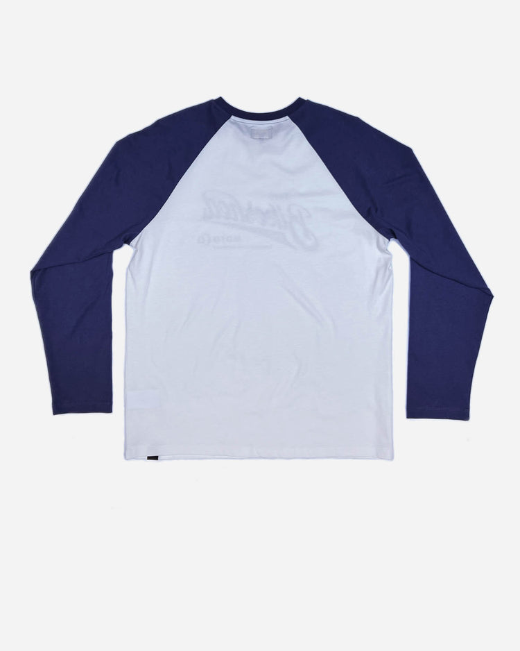 The Bike Shed Moto Co Inc. Baseball Jersey LS - Navy/White, back