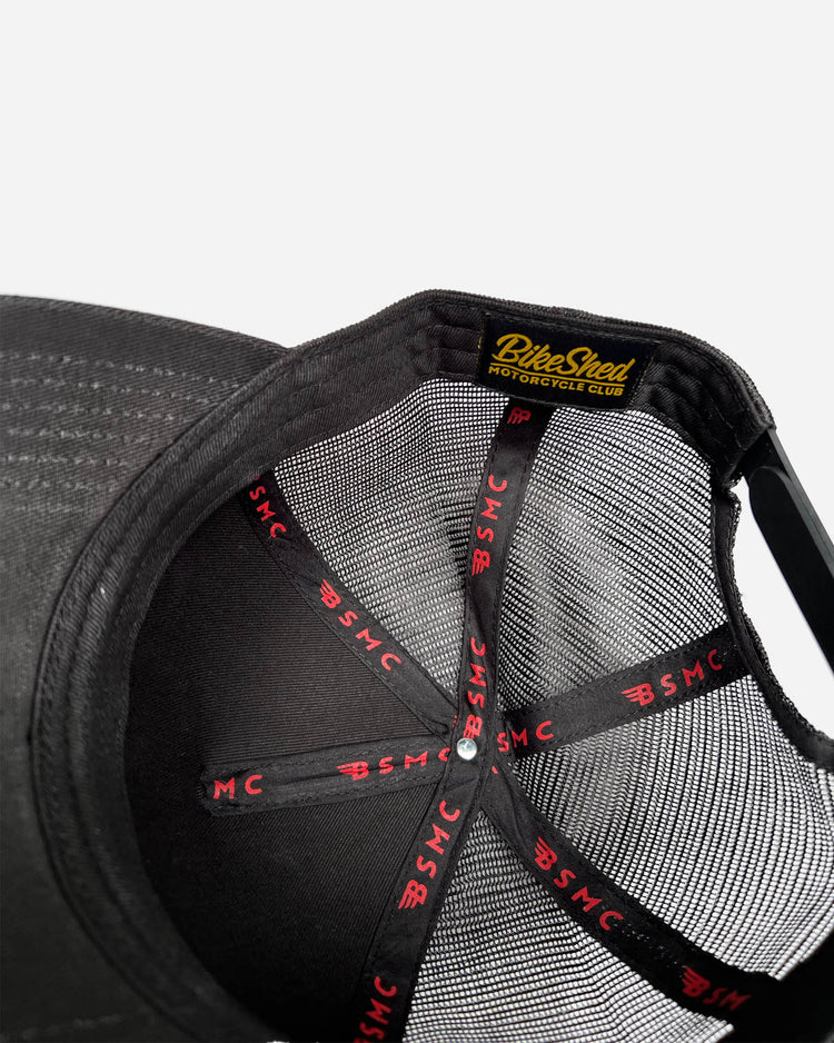 Bike Shed Moto Co Lightning Logo Baseball Hat - Black, inside