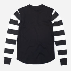 Rocker Long Sleeve Waffle Motorcycle Shirt - Black/Cream, back