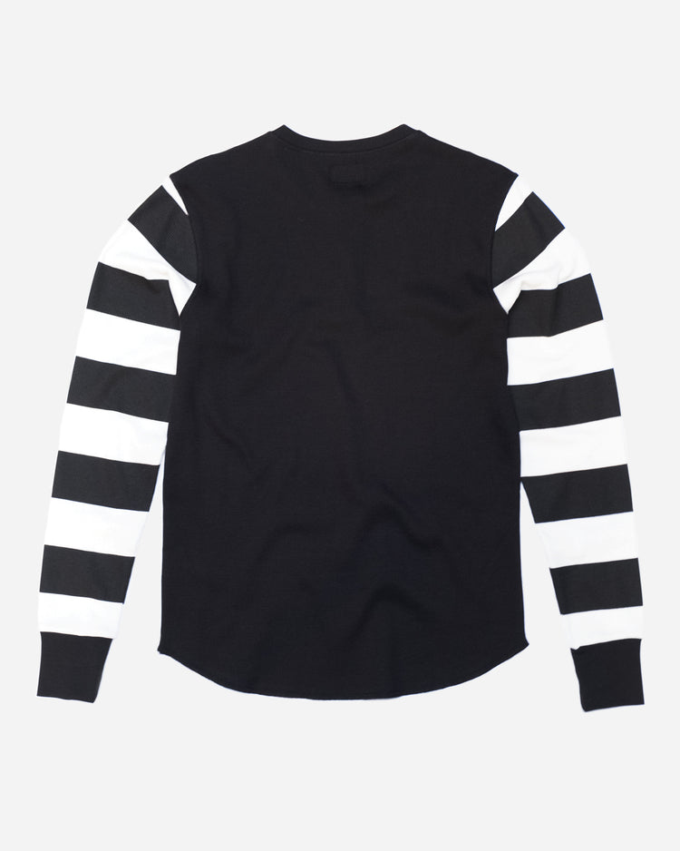Rocker Long Sleeve Waffle Motorcycle Shirt - Black/Cream, back