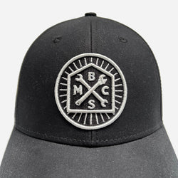Bike Shed Moto Co. Roundel Patch Baseball Hat - Black, front on