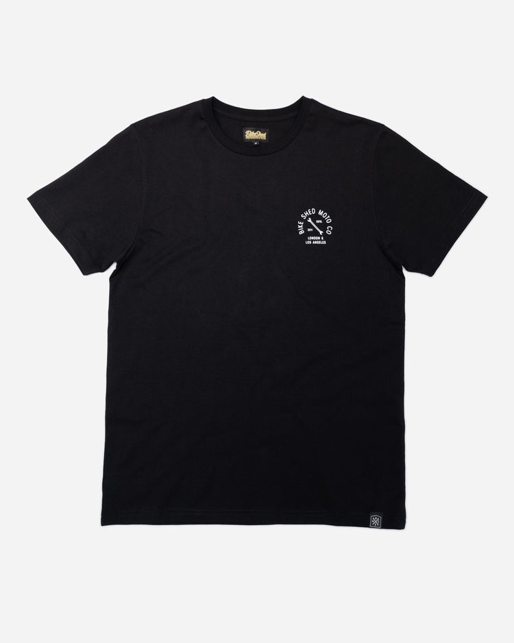 Bike Shed Motorcycle Company Graphic T-Shirt  - Black, front