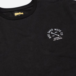 Bike Shed Motorcycle Company Graphic T-Shirt  - Black, chest logo close up