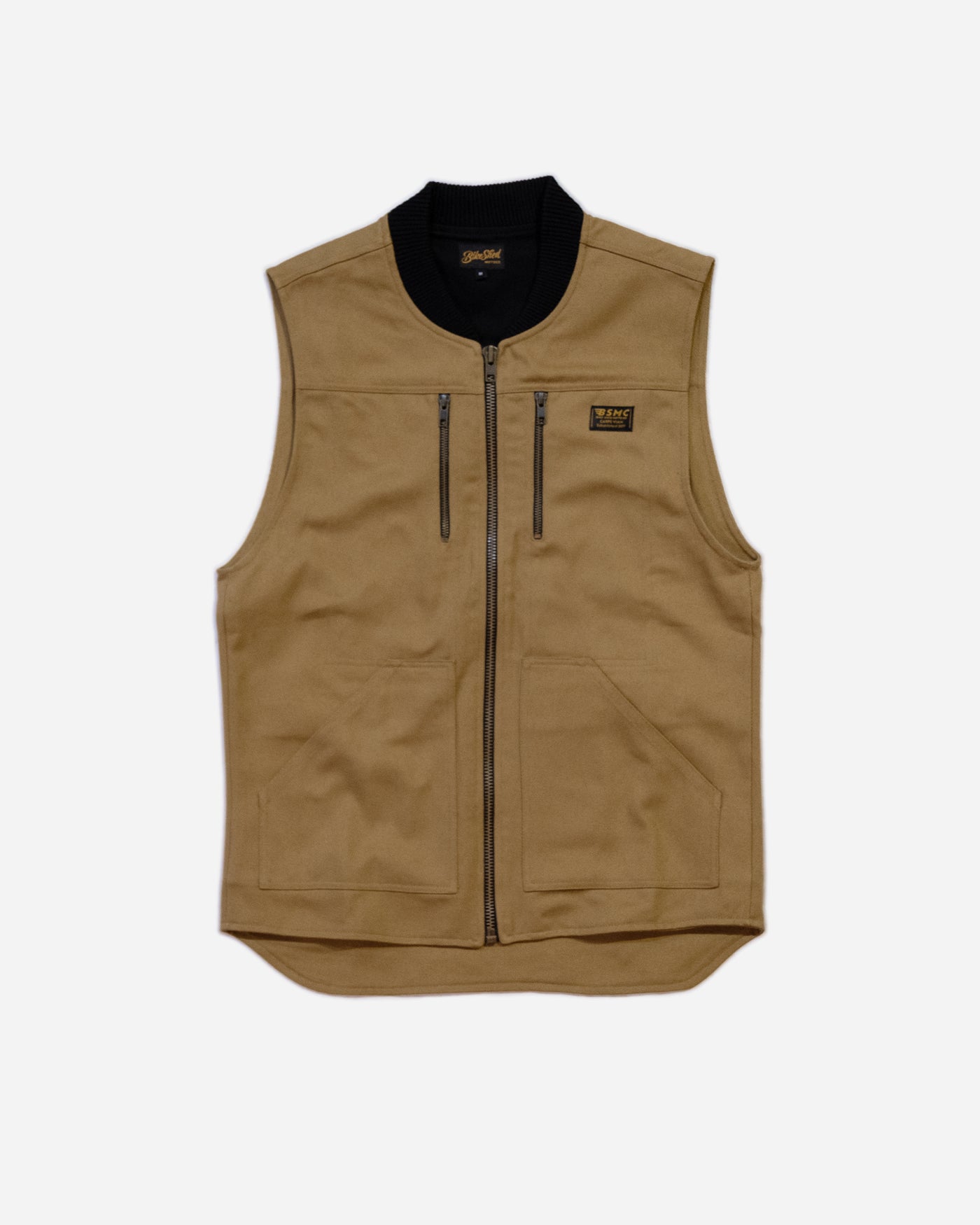 Motorcycle Multi-Pocket Zipper Utility Vest - Tan | Bike Shed Moto