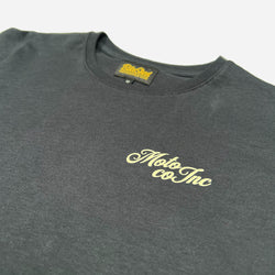 BSMC Women's Los Angeles T Shirt - Asphalt/Ecru, logo close up