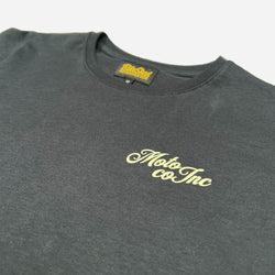 BSMC Women's Los Angeles Motorcycle T Shirt - Asphalt/Ecru, logo close up