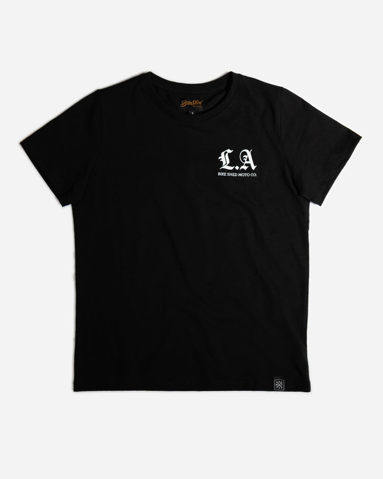 Womens Black LA Rocker Tee Front