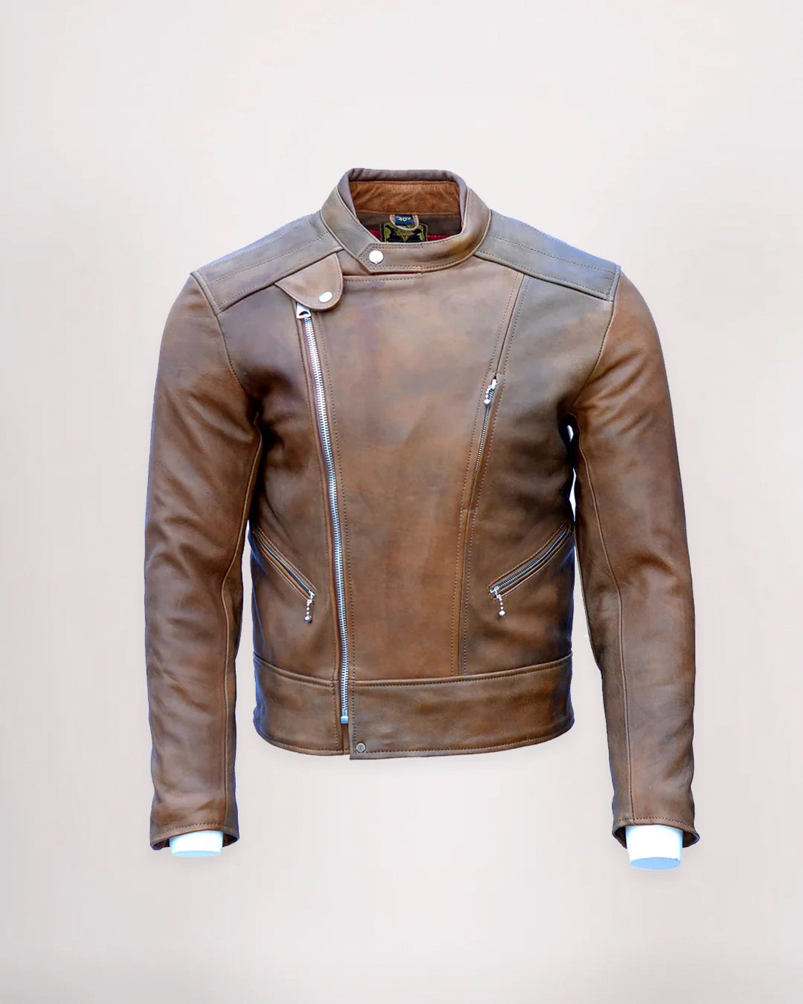 Goldtop Lancer Leather Motorcycle Jacket - Brown | Bike Shed Moto