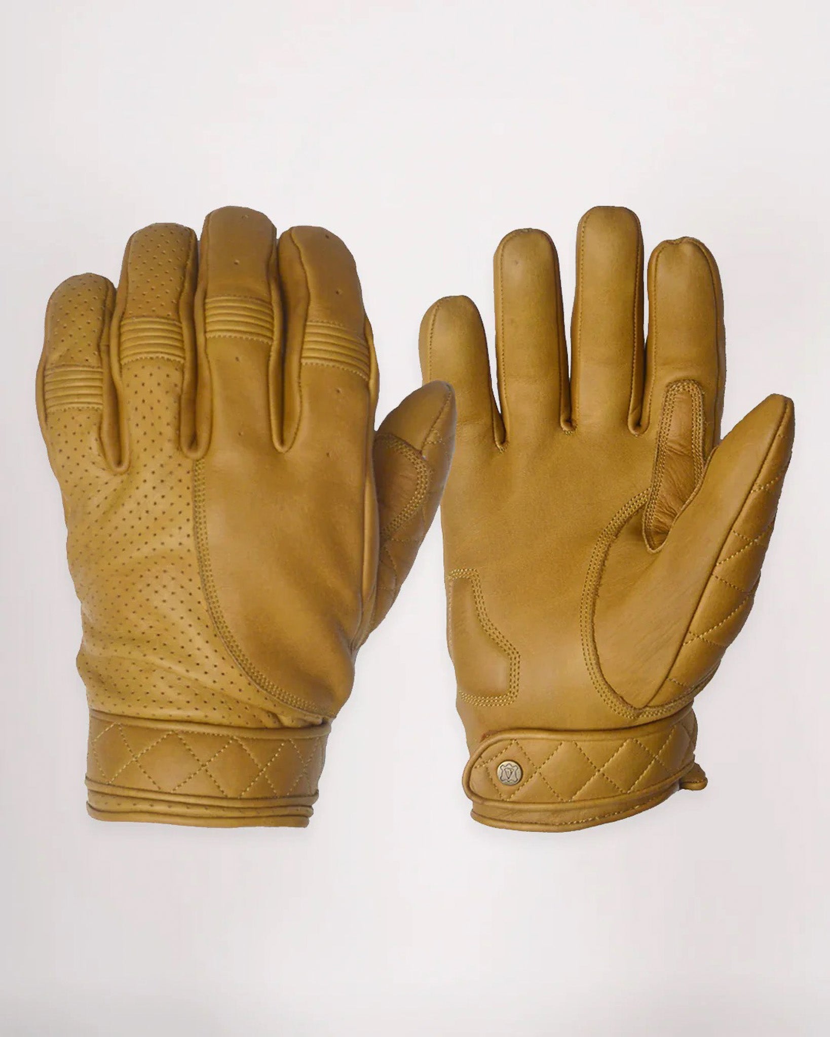 Goldtop Short Cuff Bobber Style CE APPROVED Leather Motorcycle Gloves - Waxed Brown (XXL