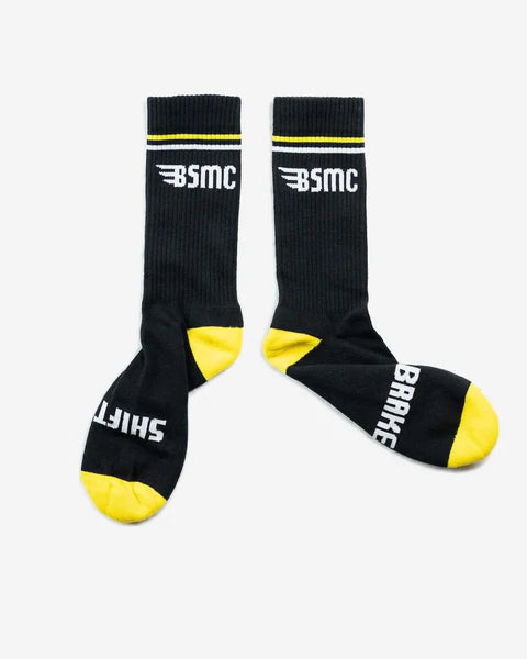 BSMC MX Socks - BLACK/YELLOW, logos