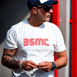 Dan wearing our BSMC '77 Motorcycle T-Shirt - White & MX cap