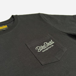 BSMC Logo Chain Embroidered T Shirt - Black, pocket close up
