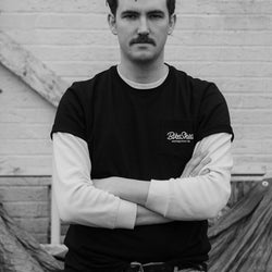 Joe looking stern in our BSMC Logo Chain Embroidered T Shirt - Black
