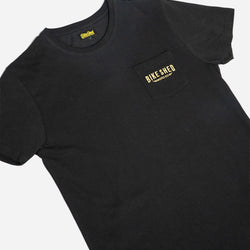 BSMC Logo Embroidered Pocket T Shirt - Black, side on shot