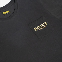 BSMC Logo Embroidered Pocket T Shirt - Black, pocket close up