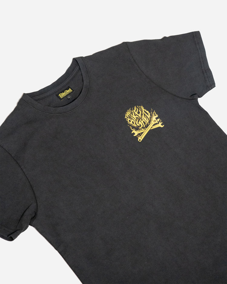 BSMC Speed Demon Graphic T-Shirt - Washed Black, side on close up