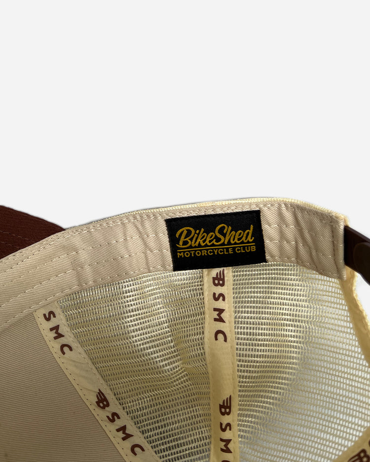Bike Shed Moto Co Los Angeles Embroidered Baseball Hat - Brown, inside