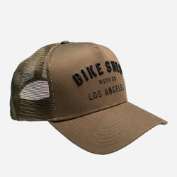 Motorcycle Los Angeles embroidered logo baseball hat - Khaki Green, side