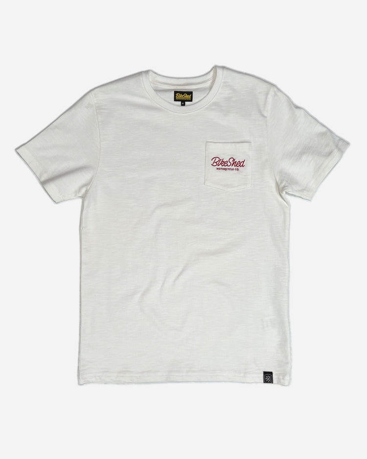 BSMC Logo Chain embroidered T Shirt - Off White, front
