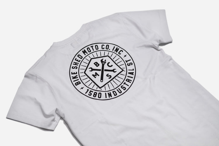 BSMC 1580 Roundel Logo T Shirt - White, back close up
