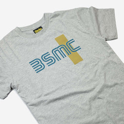 BSMC '77 T Shirt - Grey/Turquoise, close up