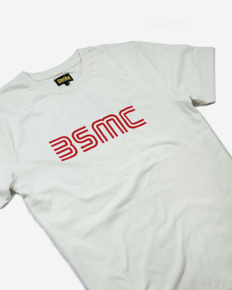 BSMC '77 T Shirt - White/Red, close up