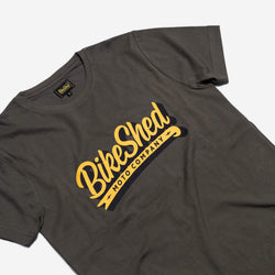 BSMC Classic Yellow Logo T-Shirt - Green, close up
