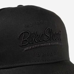 BSMC Embroidered Logo Snapback Hat - Black, Close up