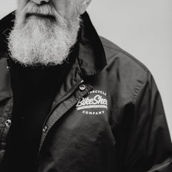 Brian wearing our BSMC Company Coach Motorcycle Jacket - Black