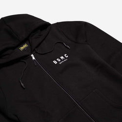 Motorcycle ESTD. Logo Hoodie - Black, side on close up