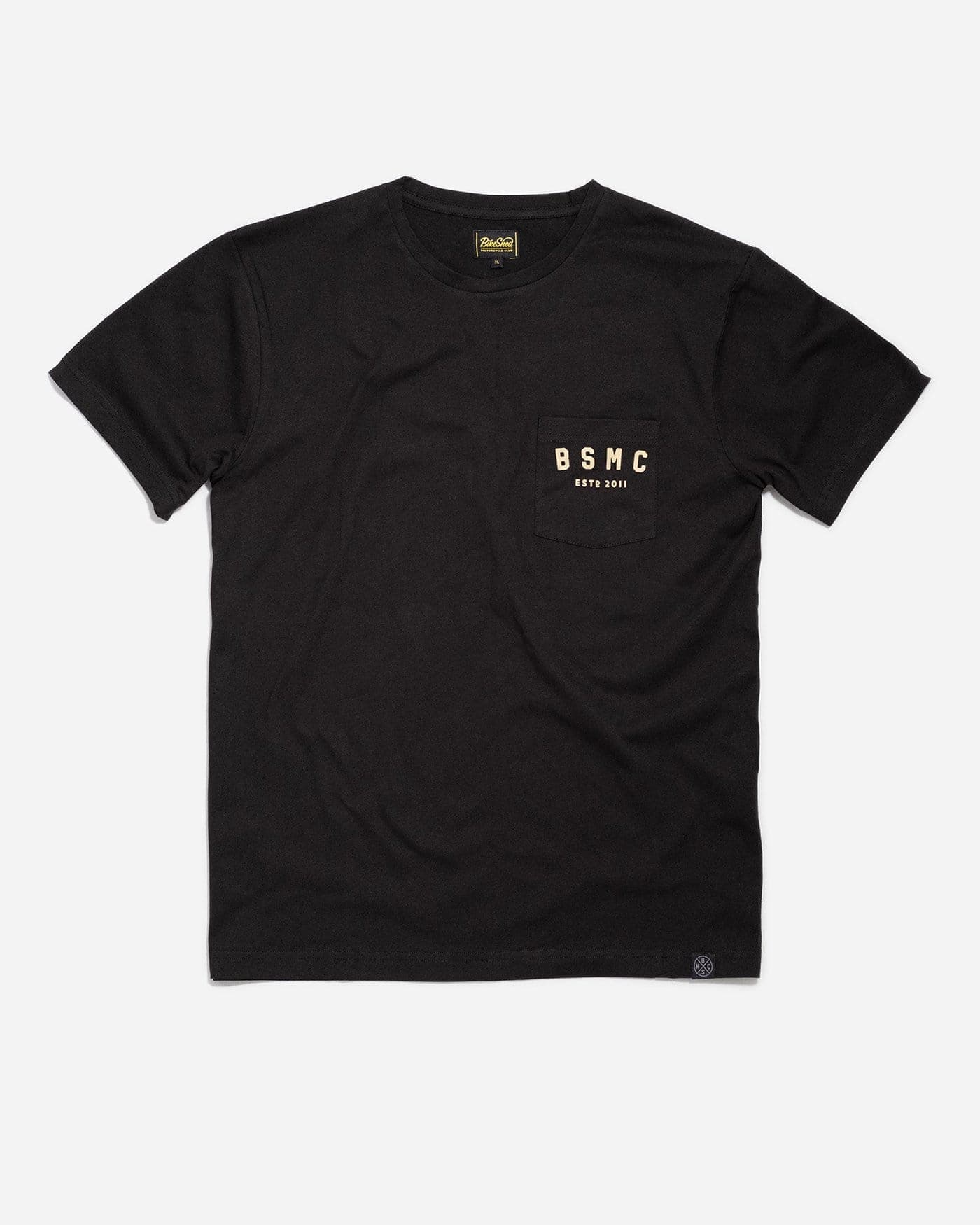 Black & Gold Motorcycle BSMC ESTD. Pocket T Shirt | Bike