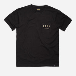 Motorcycle BSMC ESTD. Pocket T Shirt - Black & Gold, front