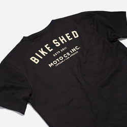 Motorcycle BSMC ESTD. Pocket T Shirt - Black & Gold, side on